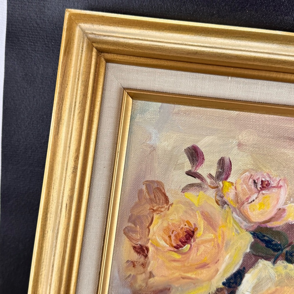 Original Floral Oil Painting Framed 17x13 Artist Unknown - Picture 4 of 6